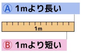 【1メートル弱の長さ】 A：1mより長い、B：1mより短い