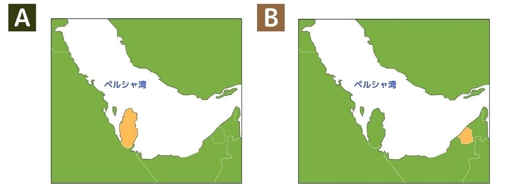 カタールの地図上の位置（問題選択肢）