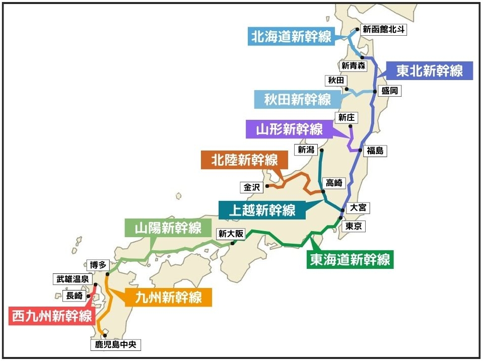 新幹線の路線図
