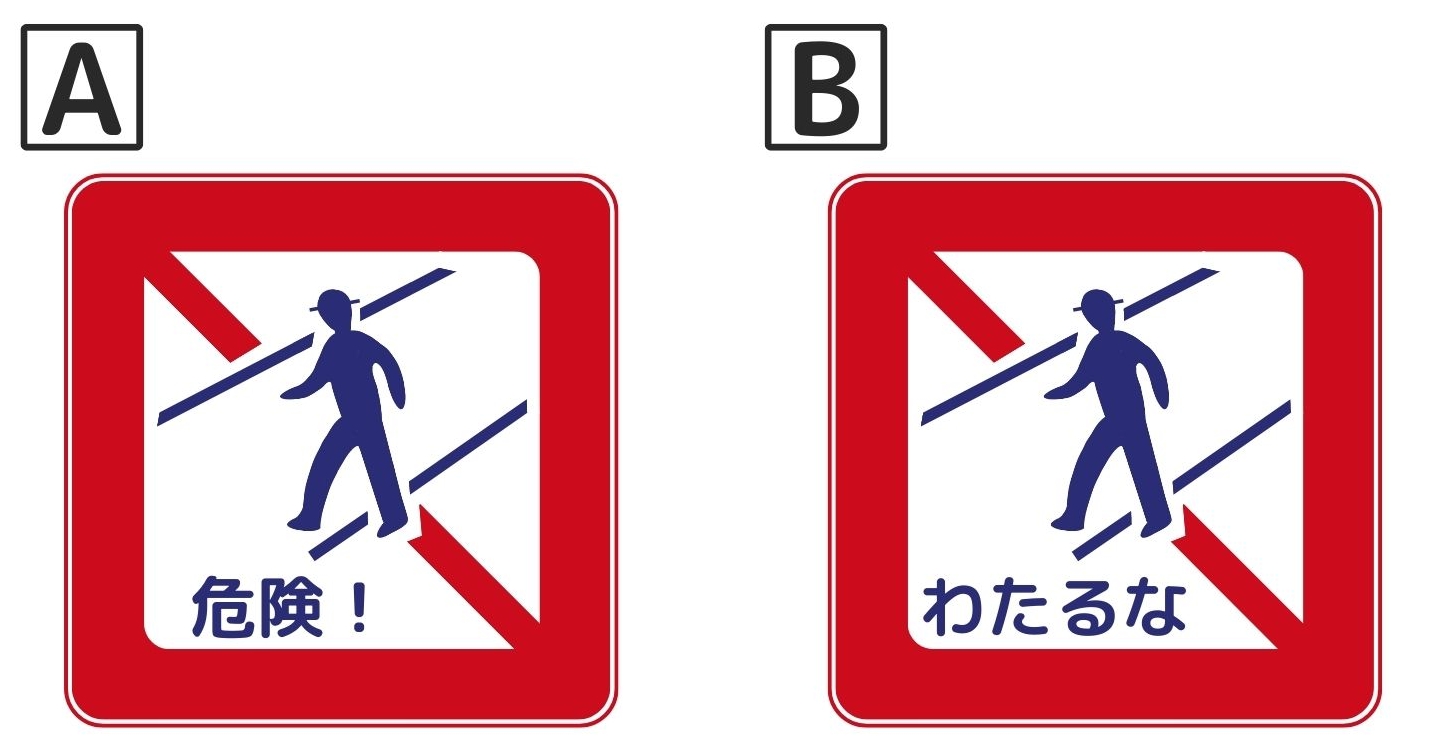 横断禁止を表す道路標識（問題選択肢）